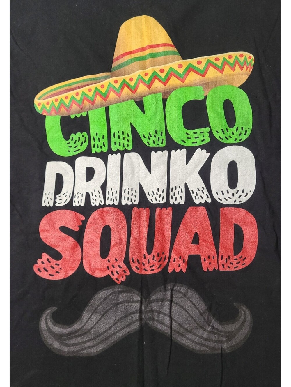Cinco Drinko Squad Shirt Mens Sz XL Black Mexican Independence Fiesta Party EUC